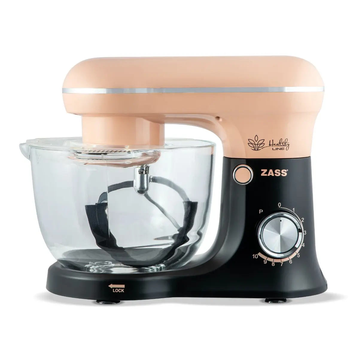 Mixer planetar Zass ZPSM 30, 5 Litri, 10 viteze, 1500 W, Negru / Roz (cu card ACT FOR GOOD)