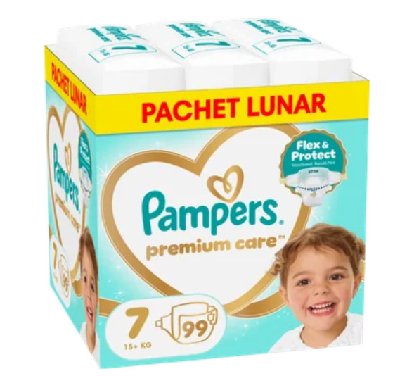Scutece Pampers Premium Care XXL Box Marime 7, 15kg+, 99 buc