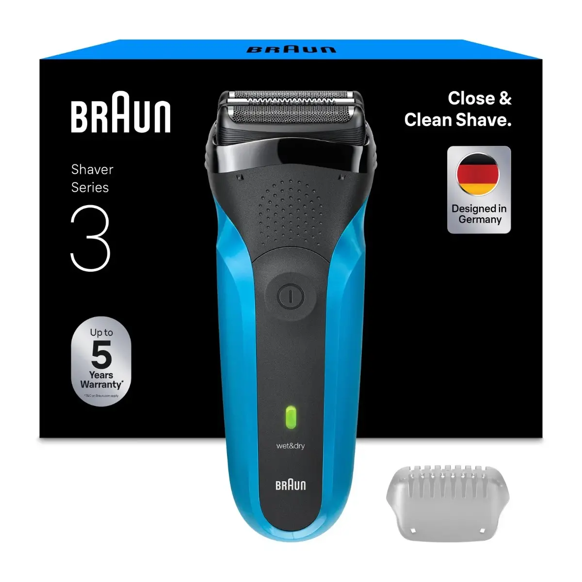 Aparat de ras pentru barbati Braun 310S, Negru / Albastru