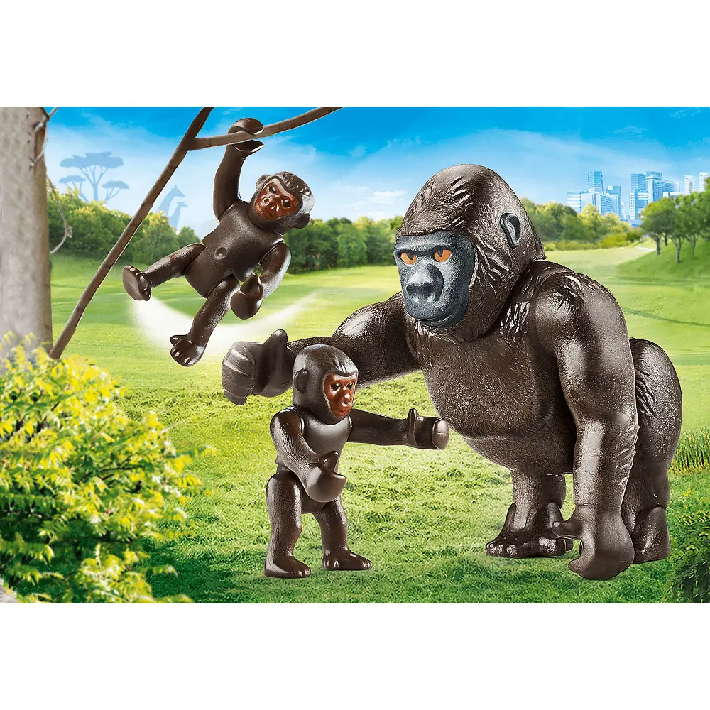 Set gorila cu pui Family Fun Playmobil, 3 piese, Multicolor