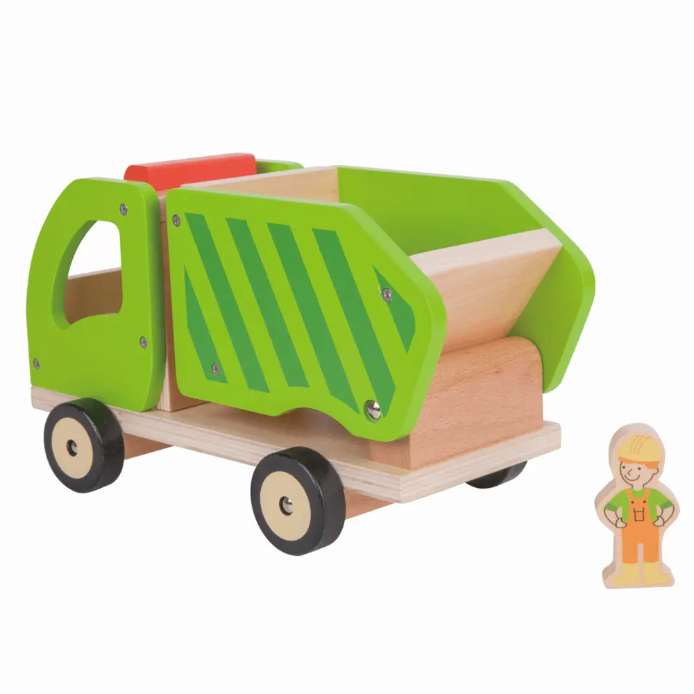 Masina de gunoi din lemn, 2 piese, Multicolor