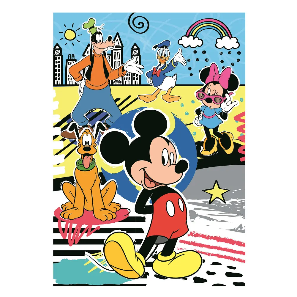 Puzzle Supercolor cu model 3D Mickey Mouse Clementoni, 104 piese