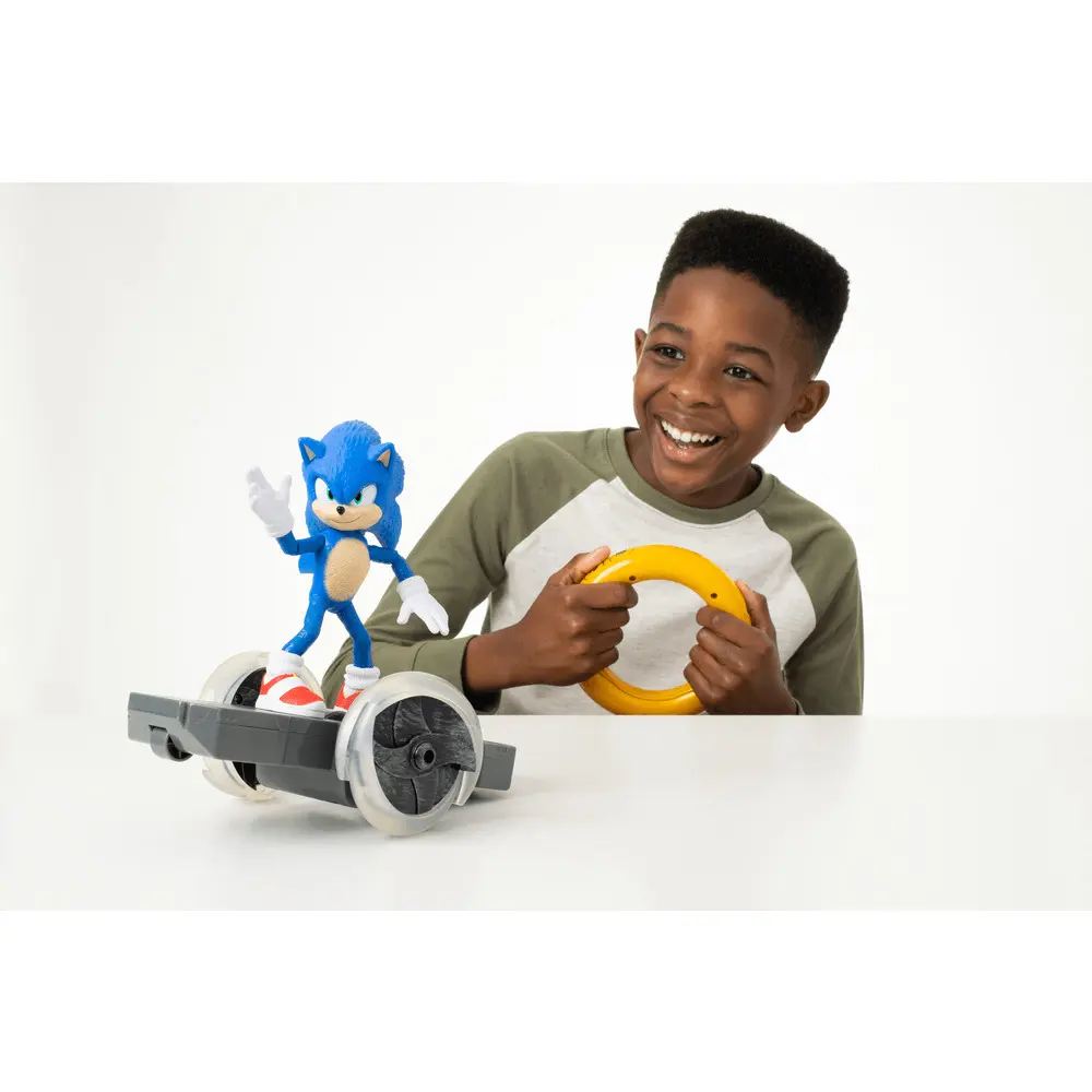 Vehicul cu telecomanda si figurina Sonic Speed Sonic Movie 2, Multicolor