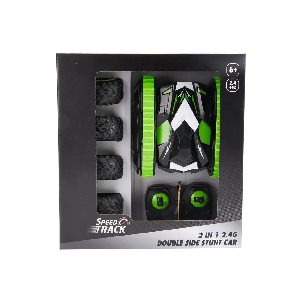 Masina pentru cascadorii cu telecomanda Speed Track, 2.4 Ghz, Negru/Verde