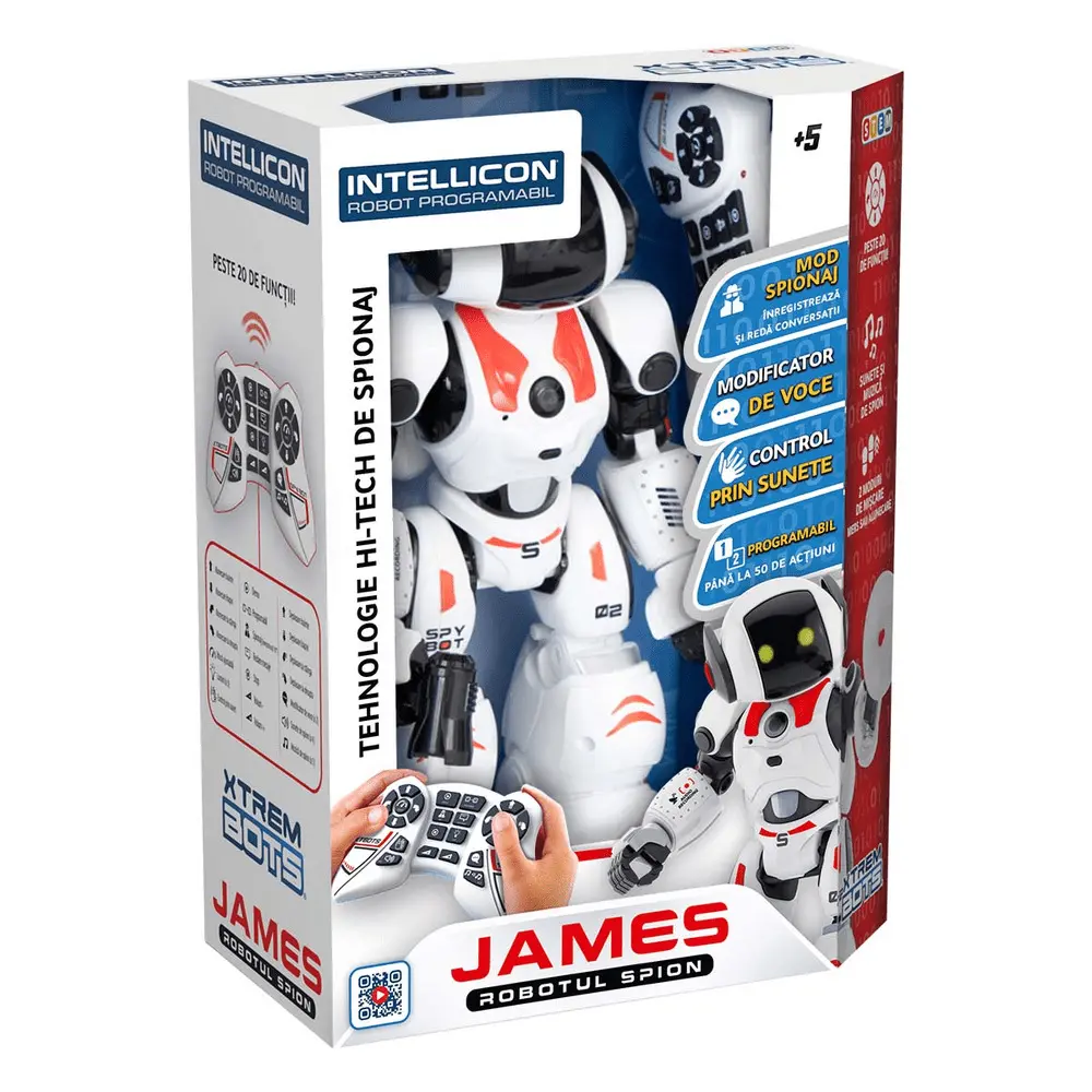 Robotul interactiv James The Spy Bot Blue Rocket, Multicolor
