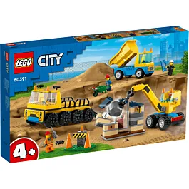 LEGO City Camioane de constructie si macara cu bila pentrudemolari 60391