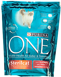 Hrana uscata pentru pisici sterile cu vita si grau Purina One 800g