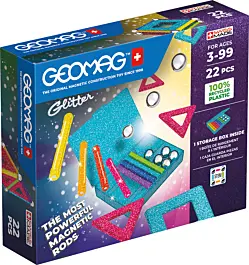 Set constructie Geomag Glitter, plastic reciclat, 22 piese, Multicolor