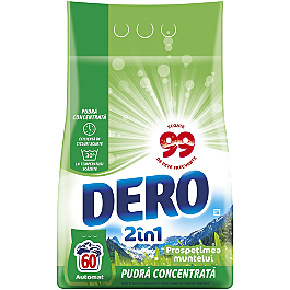 Detergent de rufe pudra Dero 2in1 Prospetimea Muntelui, 4.5 kg, 60 spalari