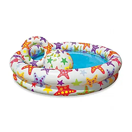 Set piscina gonflabila cu minge si colac Intex, Multicolor
