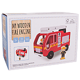 Masina pompieri din lemn, 3 piese, Multicolor