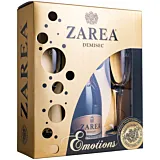 Vin spumant Zarea Diamond Collection alb demisec, 0.75L + 2 pahare