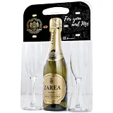 Pachet Zarea For You and Me - Crystal Collection alb demisec, 0.75L + 2 pahare