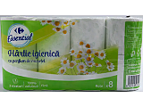 Hartie igienica fina Carrefour Essential cu parfum de musetel 3 straturi, 8 role