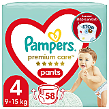 Scutece-chilotel Pampers Premium Care Pants Mega Box Marimea 4, 9-15 kg, 58 buc