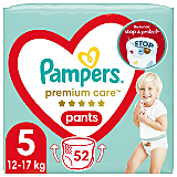 Scutece chilotel Pampers Premium Care Pants Mega Box Marimea 5, 12-17 kg, 52 buc
