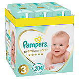 Scutece Pampers Premium Care XXL Box Marimea 3, 6-10 kg, 204 buc