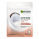 Masca servetel Garnier Nutri Bomb Skin Naturals cu lapte de cocos si acid hialuronic, 28 g