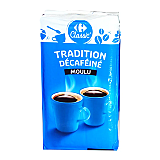 Cafea macinata Carrefour Tradition decofeinizata, vidata, 250 G