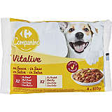 Hrana umeda pentru caini adulti Carrefour cu vita, 4x100 g