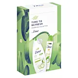 Set cadou Dove:Gel de dus Dove Refreshing 250ml + deodorant Dove Cucumber & Green Tea 150ml