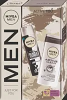 Set cadou Nivea Men Active You:gel de dus activ Clean, 250 ml + deodorant spray masculin Invisible Black&White Power, 150 ml