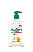 Sapun lichid Sanytol antibacterian nutritiv cu lapte de migdale si laptisor de matca, 250 ml