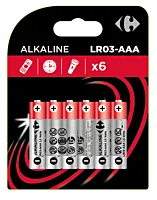 Set 6 baterii alcaline Carrefour, LR03/AAA 1.5 V