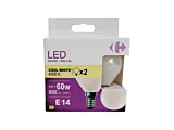 Set 2 becuri LED Carrefour, E14, 60 W, 806 lm, 4000 K, Alb cald