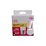 Set 2 becuri LED Carrefour, E27, 40 W, 470 lm, 2700 K, Alb cald