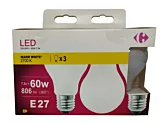 Set 3 becuri LED Carrefour, E27, 806 lm, 2700 K, 7.3 W (60 W)