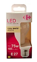 Bec LED Carrefour, E27, 75 W, 1055 lm, 4000 K, Alb rece