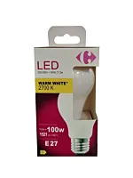 Bec LED Carrefour, E27, 100 W, 1521 lm, 2700 K, Alb cald