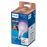 Bec LED Smart RGB Philips, 13 W (100 W), conexiune Wi-fi si Bluetooth, A67, E27, Alb