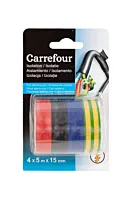 Set 4 benzi izolatoare pentru cabluri electrice Carrefour, 5 m x 15 mm, Multicolor