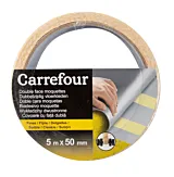 Banda adeziva pentru fixare Carrefour, 5 m x 50 mm