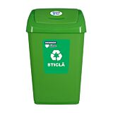 Cos de gunoi pentru reciclare selectiva Heinner, capac batant, 25 L, Verde