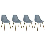 Set 4 scaune, polipropilena/metal/lemn, Gri