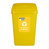 Cos de gunoi pentru reciclare plastic si metal Heinner, plastic, 35 L, Galben
