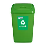 Cos de gunoi pentru reciclare sticla Heinner, plastic, 35 L, Verde