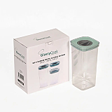 Set 3 caserole cu capac vacuum GlassyCook, plastic, 500 cc/1100 cc/1700 cc, Transparent/Verde