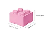 Cutie depozitare LEGO 4, forma cub, PP, Roz