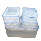 Set 6 cutii alimente cu capac click clack, plastic, Transparent