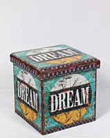Taburet pliabil cu spatiu depozitare Dream Heinner Home, MDF/PVC, 38x38x37.5 cm, Multicolor