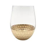 Pahar cu model fagure, sticla, 580 ml, Transparent/Auriu