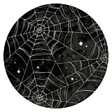Set 8 farfurii Halloween, model panza, 23 cm, Negru/Alb