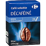 Cafea solubila Carrefour decofeinizata, intensa liofilizata, 25x2g
