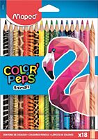 Set 18 creioane colorate Color'Peps Maped Animals, Multicolor