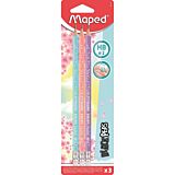 Set 3 creioane HB cu guma Black'Peps Maped Pastel, Multicolor