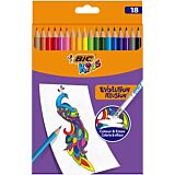 Set 18 creioane colorate cu radiera BIC Kids Evolution Illusion, Multicolor